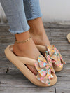 2024 Summer Resort Style Thick-Soled Slipper: Khaki Handmade Beach Sandals with Bowknot Detail