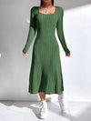 Women's Ribbed Turtleneck Long Sleeve Dress - Effortless Style & Comfort