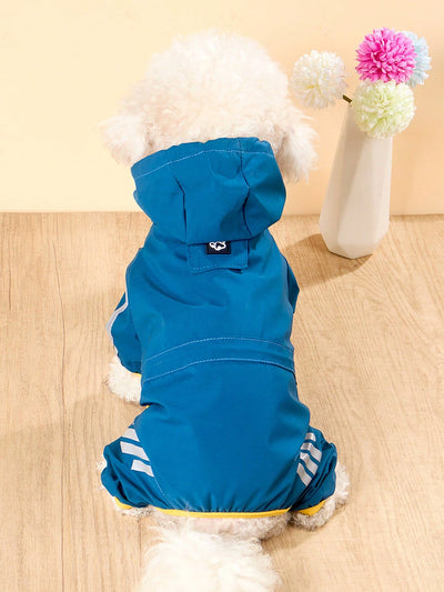 Fashionable and Functional: Reflective Stripe Waterproof Raincoat for Small Dogs - Perfect for All Seasons!