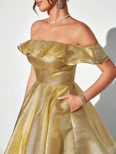 Chic and Charming One-Shoulder Ruffle Dress - Perfect for Weddings, Parties, and Special Occasions