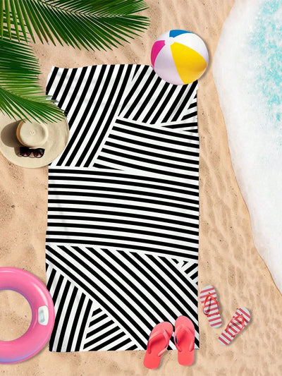 Bohemian Bliss: Stripe Printed Beach Towel for Swimming, Camping, Yoga, Diving, and Travel