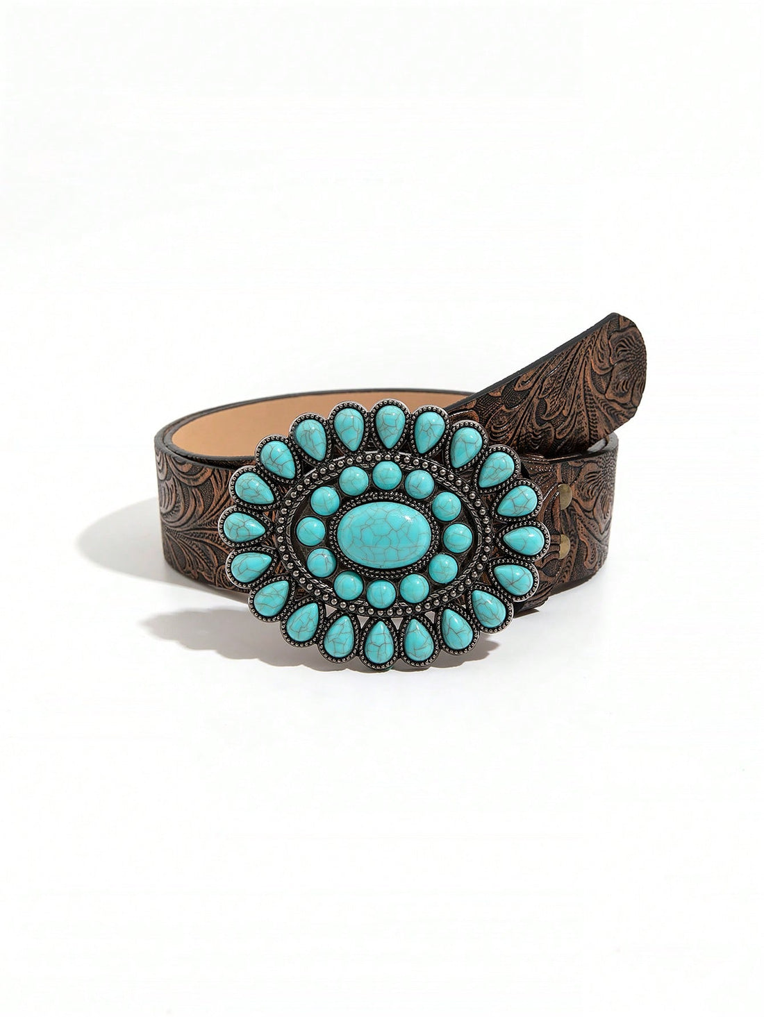 Add a touch of vintage charm to your ensemble with Sapphire Sparkle. This women's belt features an antique style buckle from our Palace Style Boho Collection, giving you a classic and trendy look. Elevate any outfit with this unique and stylish accessory.