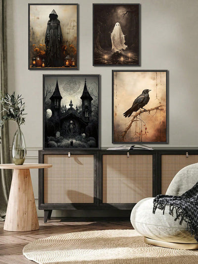 Transform your space into a hauntingly beautiful atmosphere with our Haunted House Art Collection. Featuring 4 Gothic Style Ghost Oil Paintings, this collection is perfect for festive wall decor. Made with high-quality materials, these paintings will add a touch of elegance and spookiness to any room.