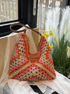 Boho Style Woven Straw Shoulder Bag: Large Capacity Tote for Teen Girls, College Girls & Beach Vacation