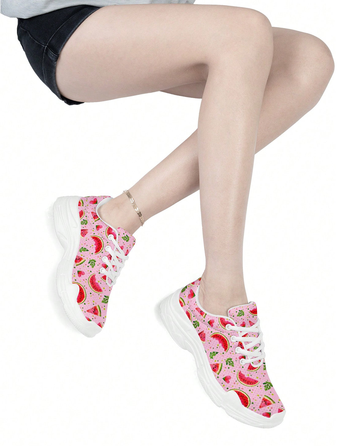 Expertly crafted with a breathable mesh design, these Watermelon Fun <a href="https://canaryhouze.com/collections/women-canvas-shoes?sort_by=created-descending" target="_blank" rel="noopener">sneakers</a> for women offer both comfort and style. The platform sole adds a touch of height while the plus size options ensure a perfect fit for every foot. Get ready to make a fashion statement with these playful and practical sneakers.