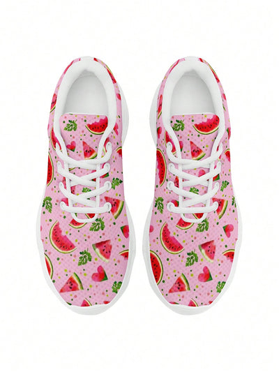 Watermelon Fun: Women's Breathable Mesh Platform Sneakers with Plus Size Options