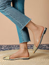 Glamorous Women's Flat Shoes: Half Sandals With Gold Powder and Transparent Splicing