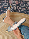 Glass Glue Glamour: Newac Style Women's Flat Shoes with Half-Sandals and Gold Powder Transparent Splicing Pointed Toe