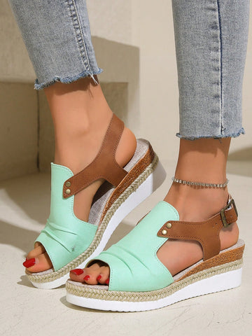 Step into summer with these chic canvas <a href="https://canaryhouze.com/collections/women-canvas-shoes" target="_blank" rel="noopener">sandals</a> featuring a stylish wedge heel and stunning studded accents. Experience the perfect combination of comfort and fashion, making these sandals a must-have for any warm weather wardrobe. Upgrade your style with Summer Chic.