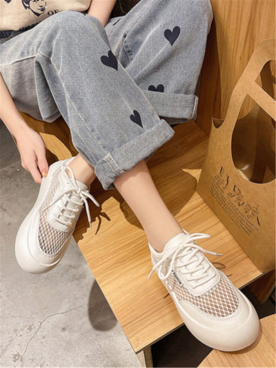 White College Style Mesh Sneakers: Comfortable and Chic Athletic Shoes