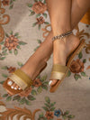 Golden Braided Bliss: Stylish and Comfortable Flat Sandals with Woven Bag