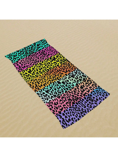 Colorful Leopard Print Microfiber Beach Towel: Fun in the Sun for Men and Women