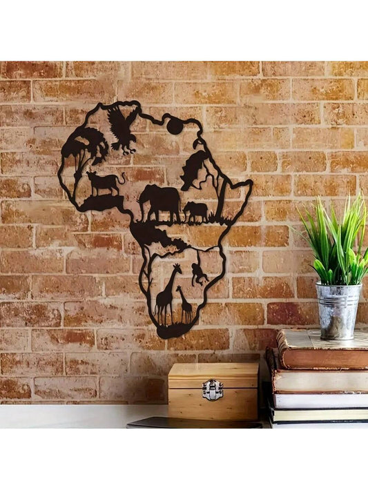 Wilderness Wanderlust Black Animal Map Iron Wall Decoration - Perfect for Any Room or Outdoor Space