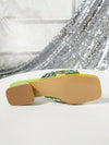 Rhinestone Refresh: Lychee Green Chunky Heel Slide Sandals