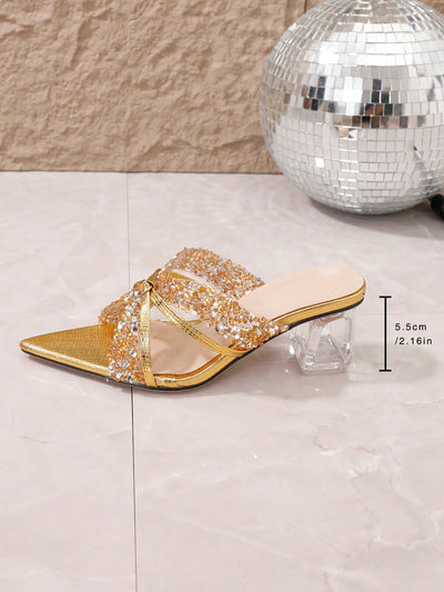 Glamorous Rhinestone Sandals: Elevate your Style with Pointed Toe High Heels