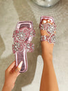 Chic Champagne-Colored Heart Shaped Rhinestone Sandals: Perfect Gifts for Your Lover