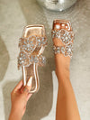 Chic Champagne-Colored Heart Shaped Rhinestone Sandals: Perfect Gifts for Your Lover