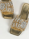 Glamorous Sparkly All-Match Gold Shoes with Rhinestones