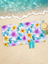 Summer Dream Plant and Flower Pattern Microfiber Beach Towel - Quick Dry and Absorbent for Swimming, Beach, Travel, and Camping
