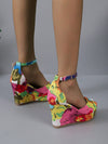 Blooming Beauty: New Style Big Flower Pattern Fashion Wedge Heel Sandals