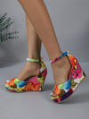 Blooming Beauty: New Style Big Flower Pattern Fashion Wedge Heel Sandals