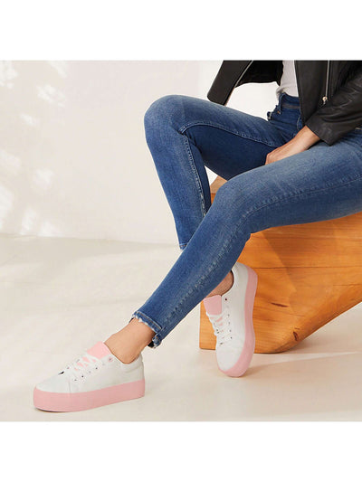 Comfy and Stylish Leather Lace-Up Platform Sneakers for Casual Walking and Tennis