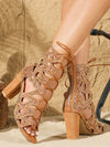 Summer Chic: Women's Fashionable High Heel Sandals with Chunky Heels and Back Strap