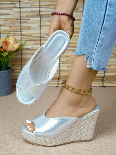 Golden Goddess: Women's Fashionable Slingback Platform Wedge Sandals