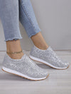 Glittering Comfort: Women's Slip-On Flat Sneakers with Elastic Topline