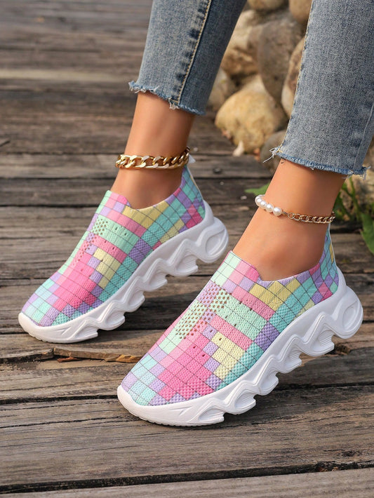 Stylish 3D Printed Plus Size Casual Sports Shoes for Women