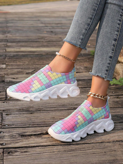 Stylish 3D Printed Plus Size Casual Sports Shoes for Women