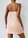 Chic and Cozy: Plaid Frill Trim Wrap Knot Side Tube Dress