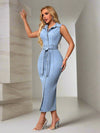 Effortlessly Sexy: Sleeveless Bodycon Denim Dress with Button Front