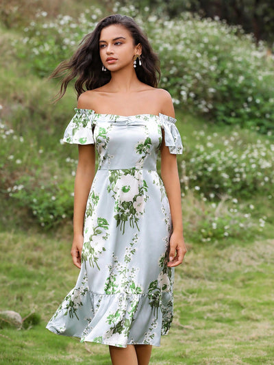 Summer Blooms: Women's Off-Shoulder Floral Dress