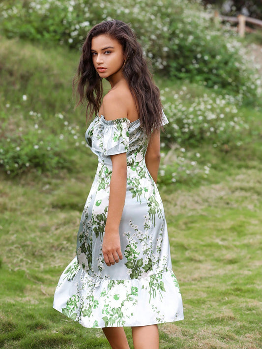 Summer Blooms: Women's Off-Shoulder Floral Dress