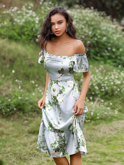 Discover the beauty of summer with our Summer Blooms dress. Featuring a trendy off-shoulder design and a delicate floral print, this dress is perfect for any occasion. Made with comfortable and lightweight fabric, it will keep you cool and stylish all day long. Embrace the season with this must-have dress.