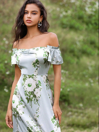 Summer Blooms: Women's Off-Shoulder Floral Dress