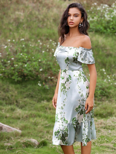 Summer Blooms: Women's Off-Shoulder Floral Dress