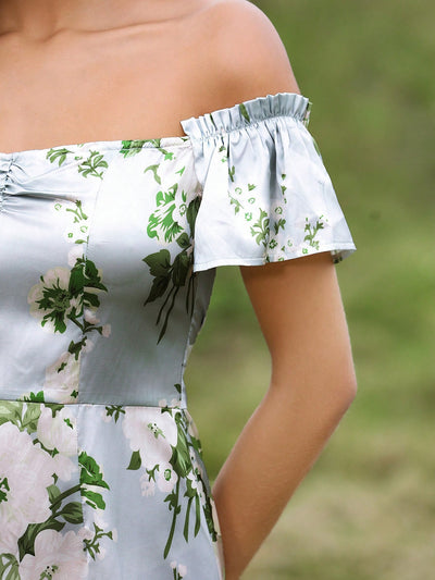 Summer Blooms: Women's Off-Shoulder Floral Dress