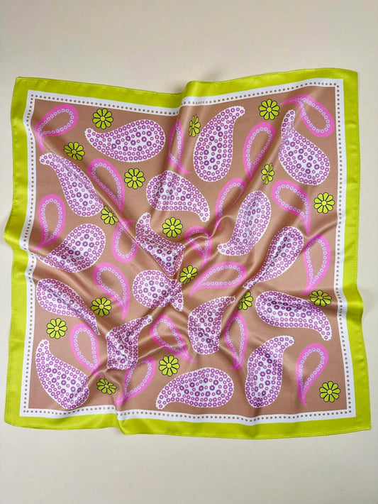 Elevate your style with our Boho Chic Floral Paisley Print Square Scarf for Women. Made with soft and lightweight material, this scarf features a beautiful floral paisley print that adds a touch of elegance to any outfit. Perfect for any season, this scarf is a versatile accessory that can be worn in multiple ways to enhance your look.