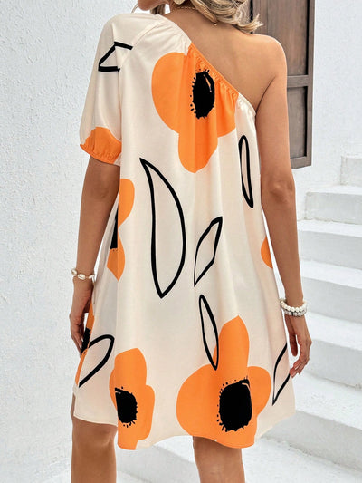 Chic and Stylish: One Shoulder Printed Dress for Women