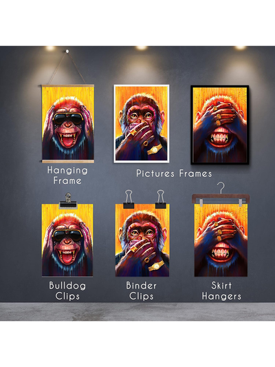 Three Wise Monkeys Canvas Print Set - Inspirational Wall Art Trio for Modern Home Decor