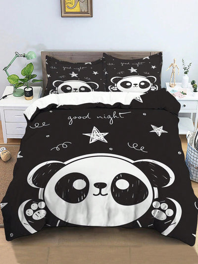 Cute Panda Printed Comforter Set for Kids and Teens - 3 Piece Set Including Comforter Cover and Pillowcases