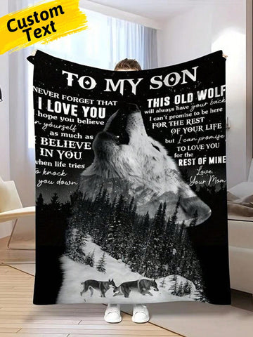 This Roaring Wolf Custom Flannel Blanket is the perfect personalized gift for your son on any occasion. Made with premium flannel material, it's both cozy and durable. Show your son how much you care with this unique and thoughtful gift.