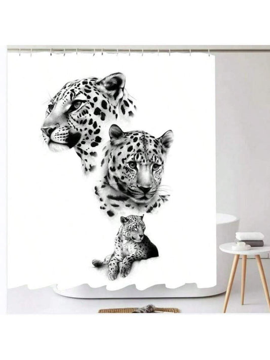 Leopard Trio White Shower Curtain Set - Exotic Bathroom Decor