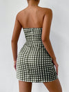 Chic Ruffled Plaid Strapless Dress: Perfect for Your Getaway