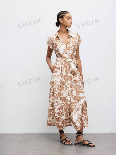 Summer Blossom: Floral Print Button Front Casual Dress