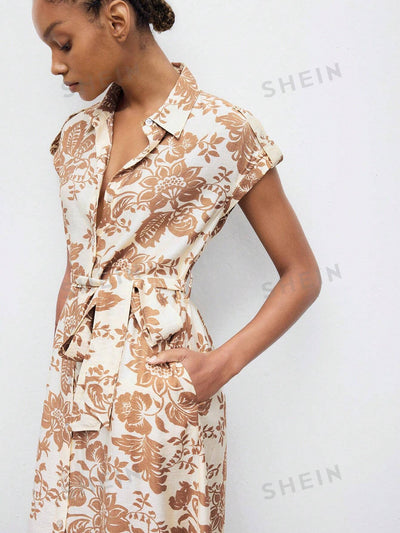 Summer Blossom: Floral Print Button Front Casual Dress