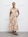 Summer Blossom: Floral Print Button Front Casual Dress