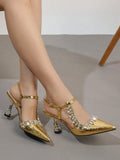Elevate your shoe collection with these stunning stiletto pumps, designed for the modern woman who refuses to compromise on style. Featuring a sleek silhouette adorned with delicate crystal chain detailing, these heels transition seamlessly from office to evening events. The precision-crafted stiletto heel provides a flattering lift, while the refined aesthetic makes them the perfect companion for dresses, skirts, and tailored trousers. 